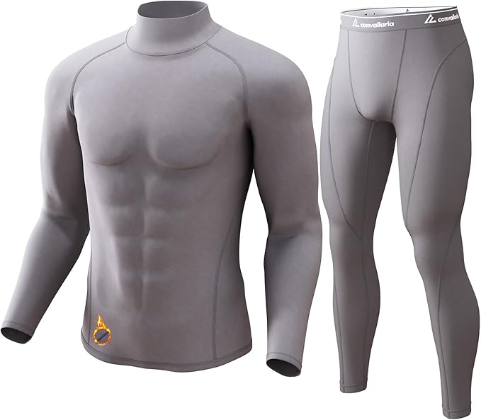 CL convallaria Thermal Underwear for Men Long Johns Fleece Lined Hunting Gear Set Base Layer for Cold Weather XS-4XL