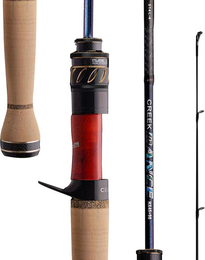 PURELURE Creek Dance Travel Ultralight Fishing Rods Spinning 2/3/4 Piece Portable BFS Casting Rod Solid Tip TORAY Carbon Fiber, Full Fuji Alconite Guides, Red Willow Wood Reel Seat AAA Cork Handle