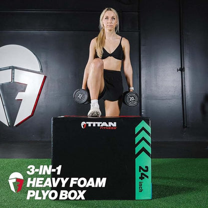 Titan Fitness Heavy Foam Plyometric Box - Pro-Duty HIIT Exercise Foam Plyo Step-Up, Box Squat, Home Garage Gym Training, Youth & Regular Sizes