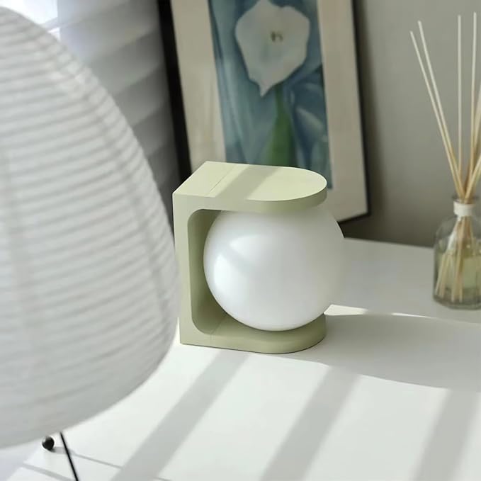 Wireless Charging Table Lamp with Flat Top Surface, Modern Design (Green)