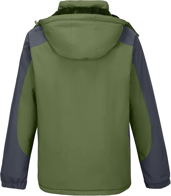 CAMELSPORTS Mens Winter Jacket Waterproof Warm Snow Ski Jackets Faux Fur Fleece Rain Coats with Removable Hood