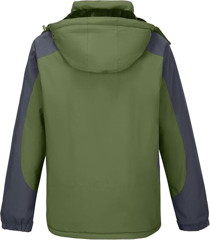 CAMELSPORTS Mens Winter Jacket Waterproof Warm Snow Ski Jackets Faux Fur Fleece Rain Coats with Removable Hood