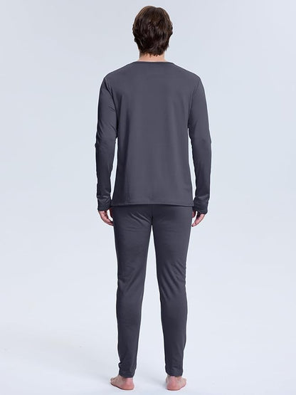 VZV Thermal Underwear for Men Fleece Lined Long Johns for Mens Thermals Top and Bottom Set Soft Base Layer for Winter