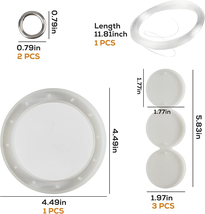 Temlum Silicone Resin Molds for Wind Chime, DIY Resin Wind Chime Molds Resin Casting Mold for Home Décor Resin Craft Supplies