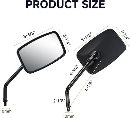 Universal Motorcycle Mirrors - M10 Black Rectangle Handlebar Rearview Mirrors Compatible with Honda Shadow MSX125 Kawasaki Vulcan Z900 Suzuki SV650 Volusia