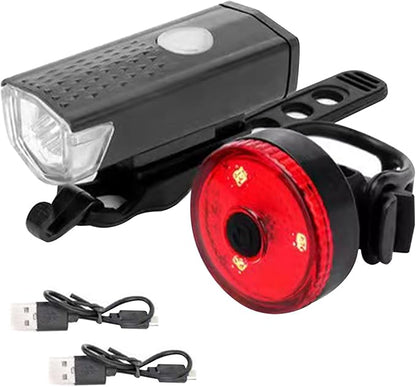 Rechargeable Bicycle Lights Set - Bicycle Night Riding Mini Tail Light | Front and Rear LED Cycling Flashlights | Bright Headlamp and Taillamp Combo, Safety Accessories for Road Mountain Biking