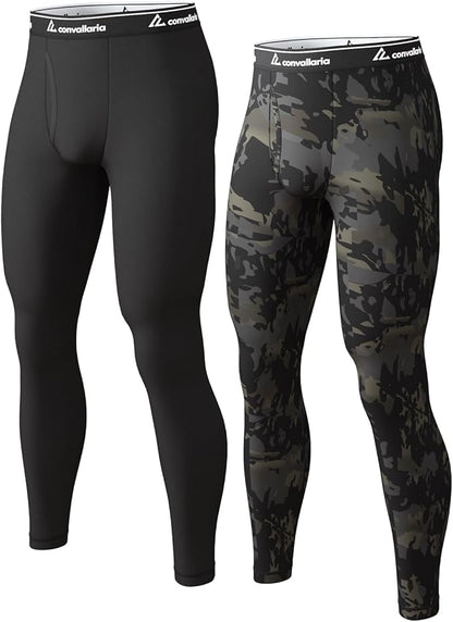 Men's Thermal Pants Fleece Lined Long Johns Compression Bottom Athletic Base Layer Cold Weather Gear 1 2 4 Pcs