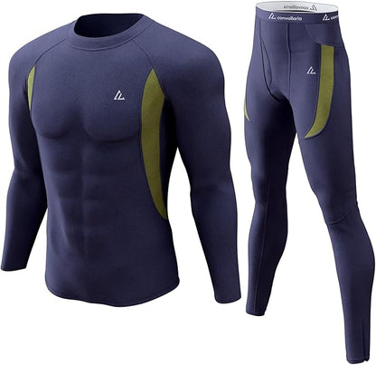 CL convallaria Mens Thermal Underwear Set with Fly Long Johns Base Layer Winter Hunting Gear Sport Top and Bottom