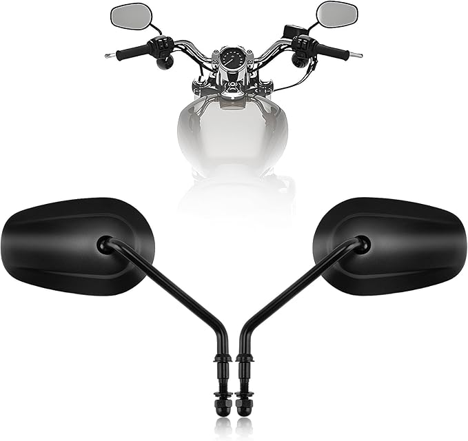 PSLER Motorcycle Mirrors 8M Rear View Side Mirrors Adjustment Mirror for Most 8mm Threaded Sportster Touring Dyna Softail CVO Road Street Road King (Black)