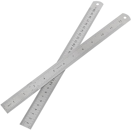 30 Pack 12 Inches Stainless Steel Rulers, Straight Edge Ruler, Precision Metal Ruler Laser Engraved Imperial/Metric Scales & Individual Sleeves for Office, Woodworking, Engineering