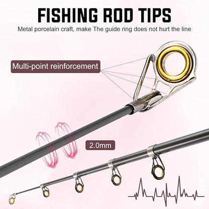 Sougayilang Portable Telescopic Fishing Rod with Carbon Fiber Material and Precision Carved Reel Seat - Suitable for Saltwater and Freshwater Fishing