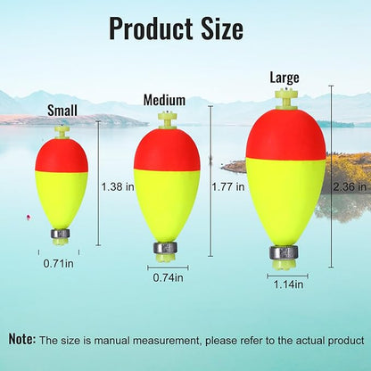 10 Pcs Weighted Bobbers for Fishing,Fishing Bobbers Floats,Button Snap-On Eva Foam Oval,Highly Sensitive Fluorescent Paint for Crappie Panfish Bluegill Trout