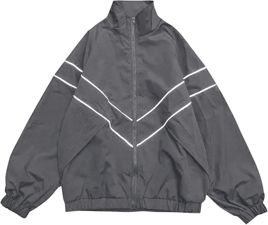 SOLY HUX Men's Y2k Zip Up Jacket Lightweight Windbreaker Outerwear Varsity Jackets