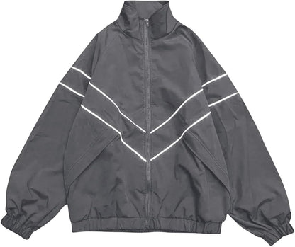 SOLY HUX Men's Y2k Zip Up Jacket Lightweight Windbreaker Outerwear Varsity Jackets