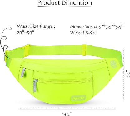 MAXTOP Large Crossbody Fanny Pack with 4-Zipper Pockets,Gifts for Enjoy Sports Festival Workout Traveling Running Casual Hands-Free Wallets Waist Pack Phone Bag Carrying All Phones