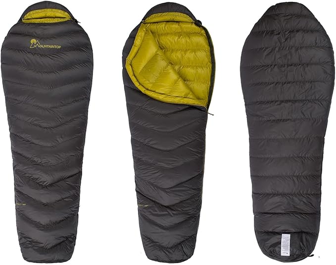 Mountaintop Ultralight Mummy Down Sleeping Bag 650 Fill Power Duck Down Suits for 32 Degree F for Camping Hiking Backpacking