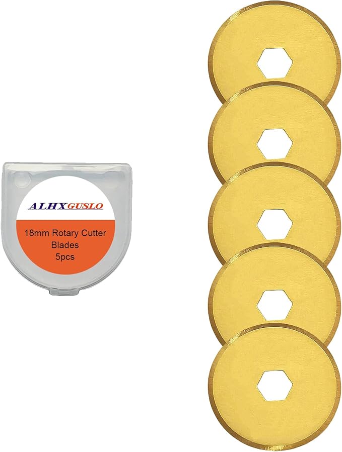 18mm Rotary Cutter Blades 5-Pack Replacement Blades Fits Fiskars, OLFA for Quilting Scrapbooking Sewing Arts & Crafts Sharp and Durable Cutter Blade