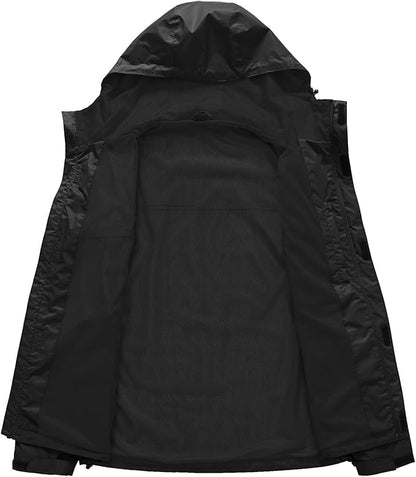 TBMPOY Men's Lightweight Rain Jackets Waterproof Raincoat with Hood Running Cycling Hiking Outdoor Windbreaker