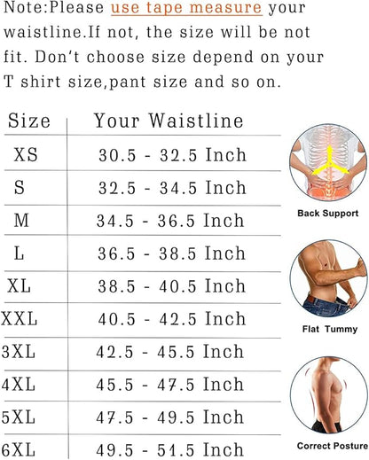 GainKee 100% Latex Men Waist Trainer Corsets With Steel Bone Sweat Belt Sauna Suit For Fitness Body Shaper