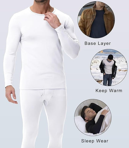 wirarpa Men's Cotton Long Johns Thermal Underwear Set Base Layer Lightweight Long Sleeve Top and Bottom