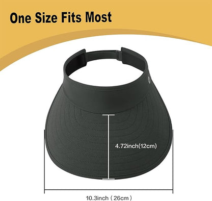 WANDER Sun Visor Hats for Women Wide Brim UV Protection Adjustable Large Golf Beach Cap Packable Travel Sport Visor