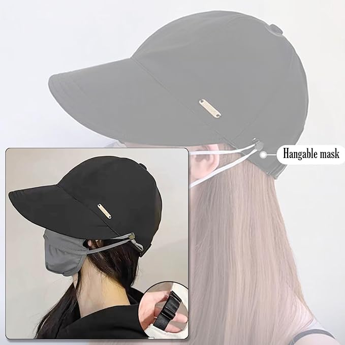 huablo]UPF 50+Womens Sun Hat UV Protection Hiking Fishing Hats Wide Brim Hat Adjustable Ponytail Packable Sun Cap