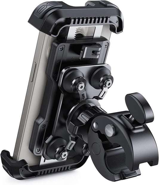 Lamicall Motorcycle Phone Mount Holder - [Dual Vibration Dampener] [Upgrade Handlebar Clip] Motorcycle Cell Phone Holder, Bike Phone Mount, Fit iPhone 16/15/14/13 Pro Max, 4.7-6.7" Phones, Black