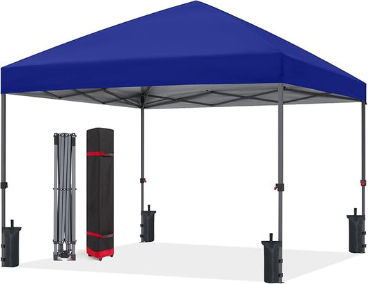 ABCCANOPY Pop Up Canopy - 10x10 Outdoor Patio Portable Canopy Tent with 4 Weight Bags (Dark Blue)