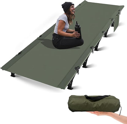 Ultralight Camping Cots for Adults, Portable Folding Bed, Tent Cot Lightweight Travel, Camping, Hiking, Backpacking, Mountaineering, Army Green