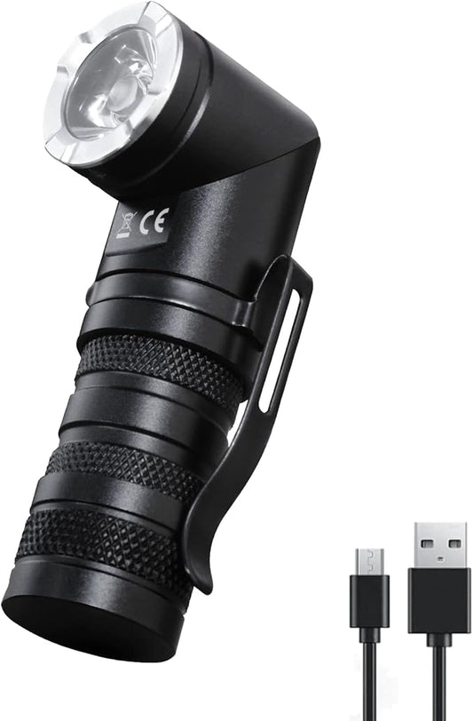 HAUTMEC 1400 Lumen Rechargeable Flashlights LED EDC Flashlight with 90 Degree Flashlight Swivel Head 5 Modes Pocket Flashlights Magnetic Base for Camping, Working, Outdoor, Hiking, Emergency