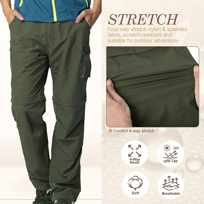 Mens Hiking Pants Convertible Quick Dry Zip Off Fishing Travel Safari Pants