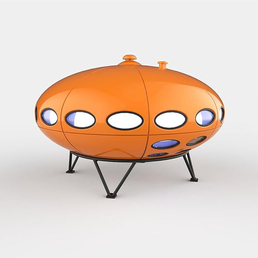 Space Age Table Lamp, LED Color Changing, 3 Light Modes, USB Rechargeable, Cordless Ambient Light (Orange)