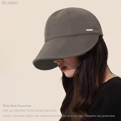 huablo]UPF 50+Womens Sun Hat UV Protection Hiking Fishing Hats Wide Brim Hat Adjustable Ponytail Packable Sun Cap