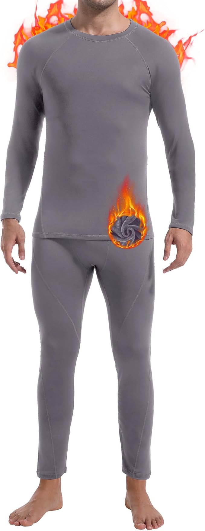 CL convallaria Thermal Underwear for Men Long Johns Fleece Lined Hunting Gear Set Base Layer for Cold Weather XS-4XL