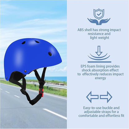 Color Gradient Adjustable Kids Bike Helmet with Knee & Elbow Pads Set | Multi-Sport Safety Gear for Boys & Girls Ages 5-14 | Skateboarding, Scooters, Roller & Inline Skating, Longboarding