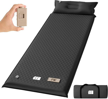 Sleeping Pad for Camping,3.14" Thick Memory Foam Self Inflating Mattress with Pillow and Built-in Electric Pump,4-Season Adult for Travel/Tent/Car