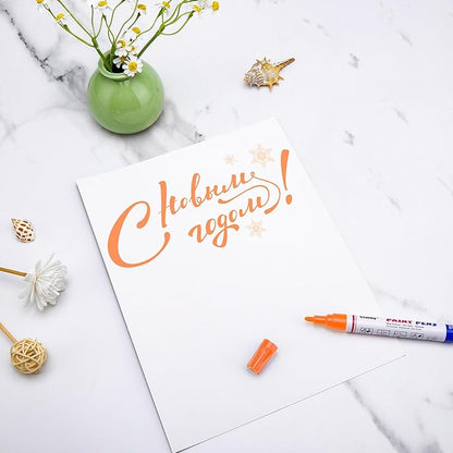 Orange Paint Markers, 8 Pack Oil-Based Waterproof Quick Dry Permanent Paint Pen Set for Rocks Painting, Wood, Fabric, Plastic, Canvas, Glass, Mugs, Metal, Tire, Stone, DIY Craft