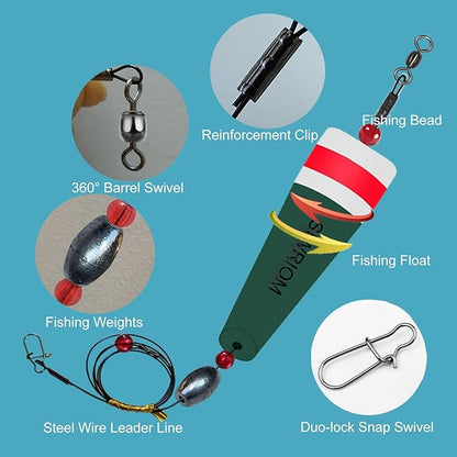 Popping Corks Floats for Saltwater Fishing Bobber, 4PCS Weighted Bobbers Inshore Fishing Popping Cork Float Rig Rattle Popper for Redfish Speckled Trout Sheepshead Flounder Fishing Tackle