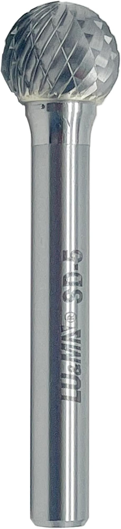 SD-5 Tungsten Carbide Burr ball Shape Double Cut Rotary Burrs File(1/2''cutter Dia ， 1/2''Cutter Length) with 1/4'' (6.35mm) Shank dia, used for metalwork, tool making, engineering, grinding by LU&MN