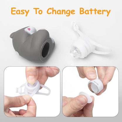 wonuu Duck Bike Bell with Light and Helmet Cute Hamster Bicycle Horn, Dashboard Decoration Hamster Toy Motorcycle Bike Bells Rubber Duck Car Dashboard Decorations (White&Star-Hamster)