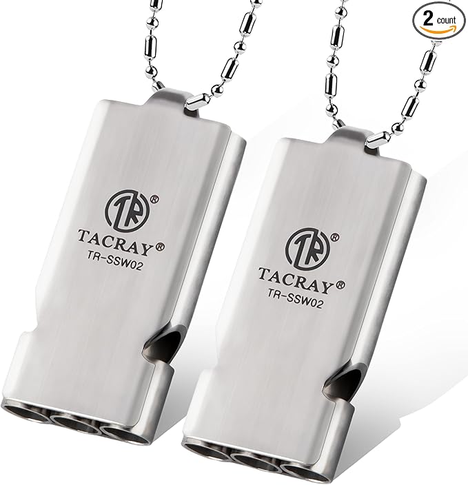TACRAY Emergency Whistles Lifeguard Safety Whistle with Neck Chain and Keychain for Outdoor Camping Hiking
