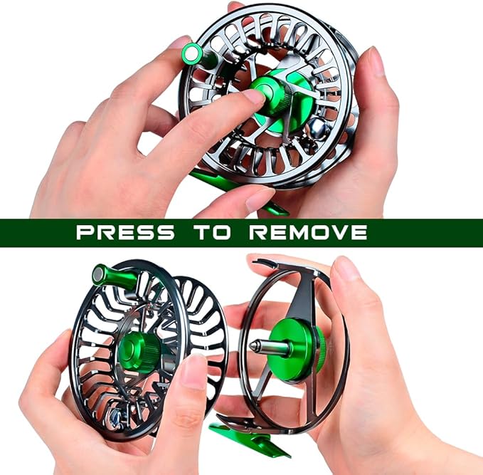 Fly Fishing Reel Fly Reels - Large Arbor CNC-Machined Aluminum Alloy Body Light Weight 5/7, 7/9, 9/10 wt (Black, Green, Silver/Blue, Gray-Green, Silver-Blue,Gunmetal,Ice Blue,Sapphire Blue)