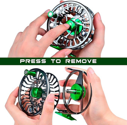 Fly Fishing Reel Fly Reels - Large Arbor CNC-Machined Aluminum Alloy Body Light Weight 5/7, 7/9, 9/10 wt (Black, Green, Silver/Blue, Gray-Green, Silver-Blue,Gunmetal,Ice Blue,Sapphire Blue)