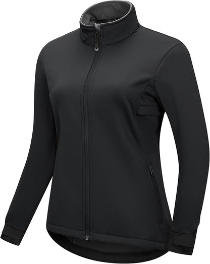 33,000ft Women's Waterproof Fleece Running Jacket Zip Up Athletic Winter Cold Weather Workout Cycling Track Jackets