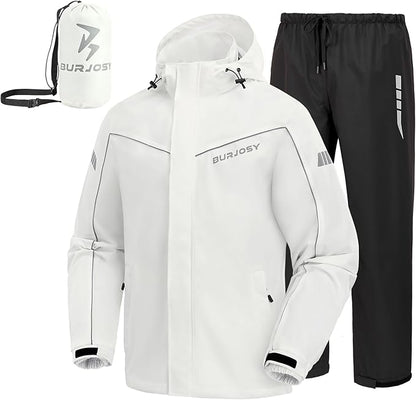 Rain Suit for Men, Packable Waterproof Rain Jacket & Pants, Reflective Raincoat Rain Gear for Outdoor Golf Hiking Fishing