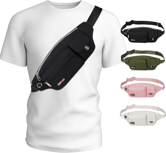 MAXTOP Large Fanny Packs for Women Men Sports Belt Bag with Adjustable Strap Travel Essentials for Walking Running Hiking Cycling Easy Carry All Phones