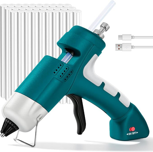 Cordless Hot Glue Gun,20W Hot Glue Gun with 30 Glue Sticks & 2600mAh Type-C Rechargeable,90S Fast Heating Cordless Mini Glue Gun for Crafts,School DIY,Arts,Home Repair