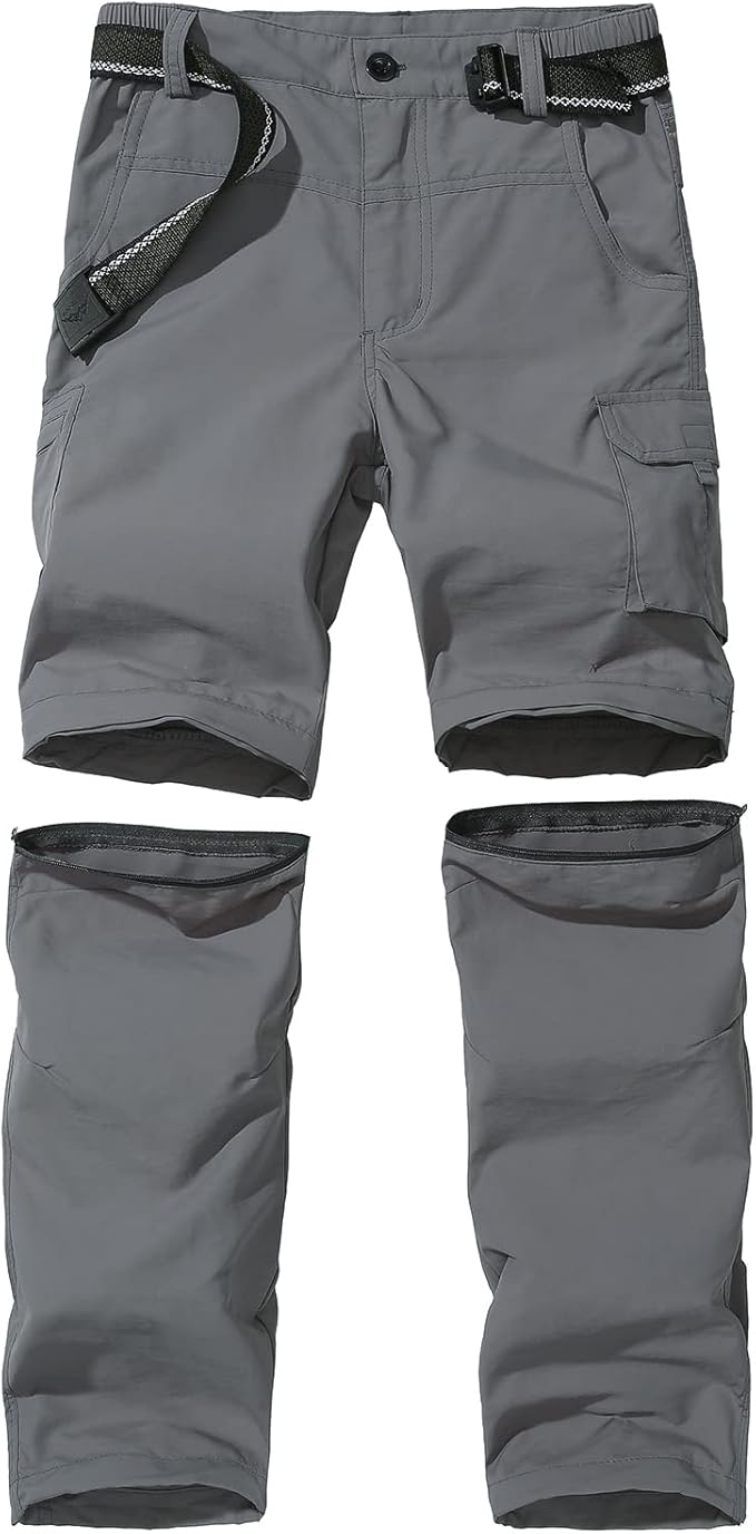 JOMLUN Boy’s Scout Pants Convertible Hiking Quick Dry Zip Off Pants Outdoor Climbing Casual Trouser Kids Youth Cargo Pants