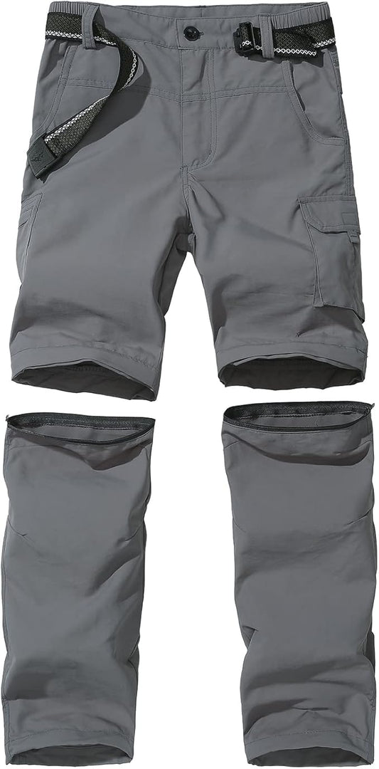 JOMLUN Boy’s Scout Pants Convertible Hiking Quick Dry Zip Off Pants Outdoor Climbing Casual Trouser Kids Youth Cargo Pants