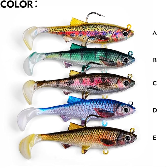 Fishing Soft Plastic Lures - Pre-Rigged Soft Fishing Lures - Great Action Swimbaits with Spinner - Fishing Gear for Bass Trout Walleye, Crappie Fishing Jigs Bait
